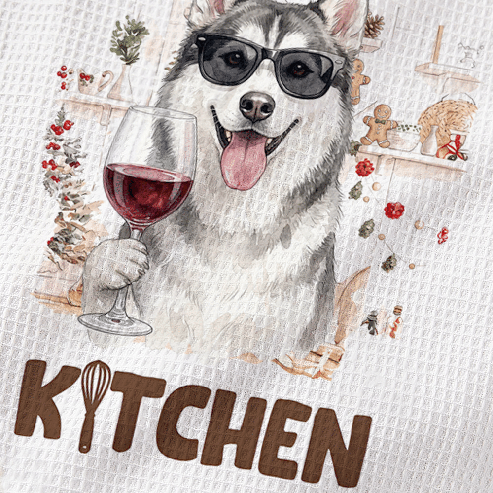 Personalised Watercolor Pet Portrait Kitchen Baking Theme Tea Towel with Name Daily Use Christmas Baking Gift for Pet Lover Chef 6
