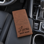 Portatarjetas de cuero sintético con diseño de monograma personalizado para el permiso de circulación y la póliza de seguro; con nombre; ideal para uso diario; regalo de cumpleaños para conductores que acaban de comprar un coche nuevo 7