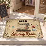 Alfombrilla antideslizante personalizada con motivo de costura y texto: decoración para el hogar, regalo de cumpleaños o de inauguración de casa para familiares y amigos