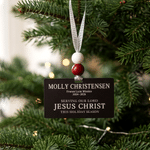 Personalisiertes, minimalistisches Keramik-Ornament im LDS-Missionars-Design mit Namen, Jahr und Text – Weihnachtsgeschenk für Missionare und Mitglieder der Kirche