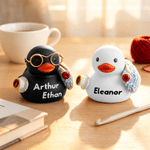 Personalised 3D Printed Cute Knitting Duck Figurine with Name Desk Decor Birthday Gift for Mothers Grandmas