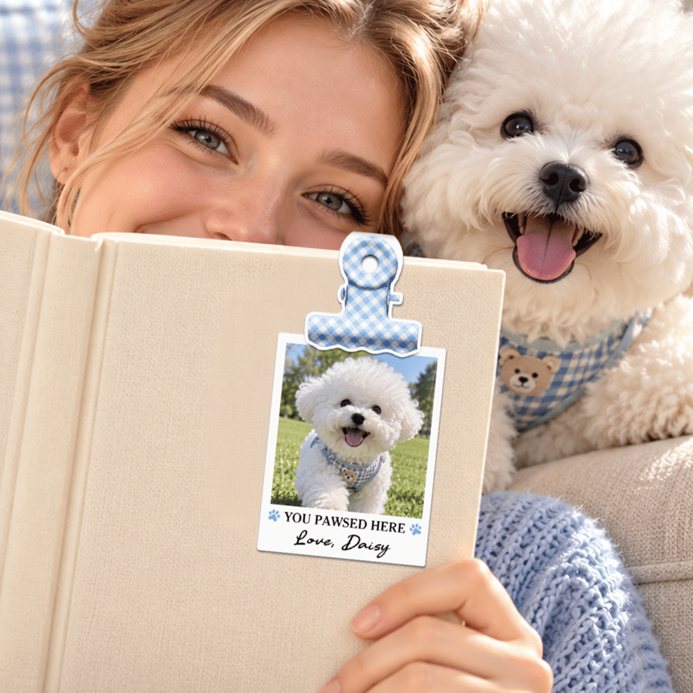 Personalised Pet Photo Paw Design Magnetic Bookmark Clip with Title and Text Birthday Book Club Gift for Bookworms Pet Lovers 4