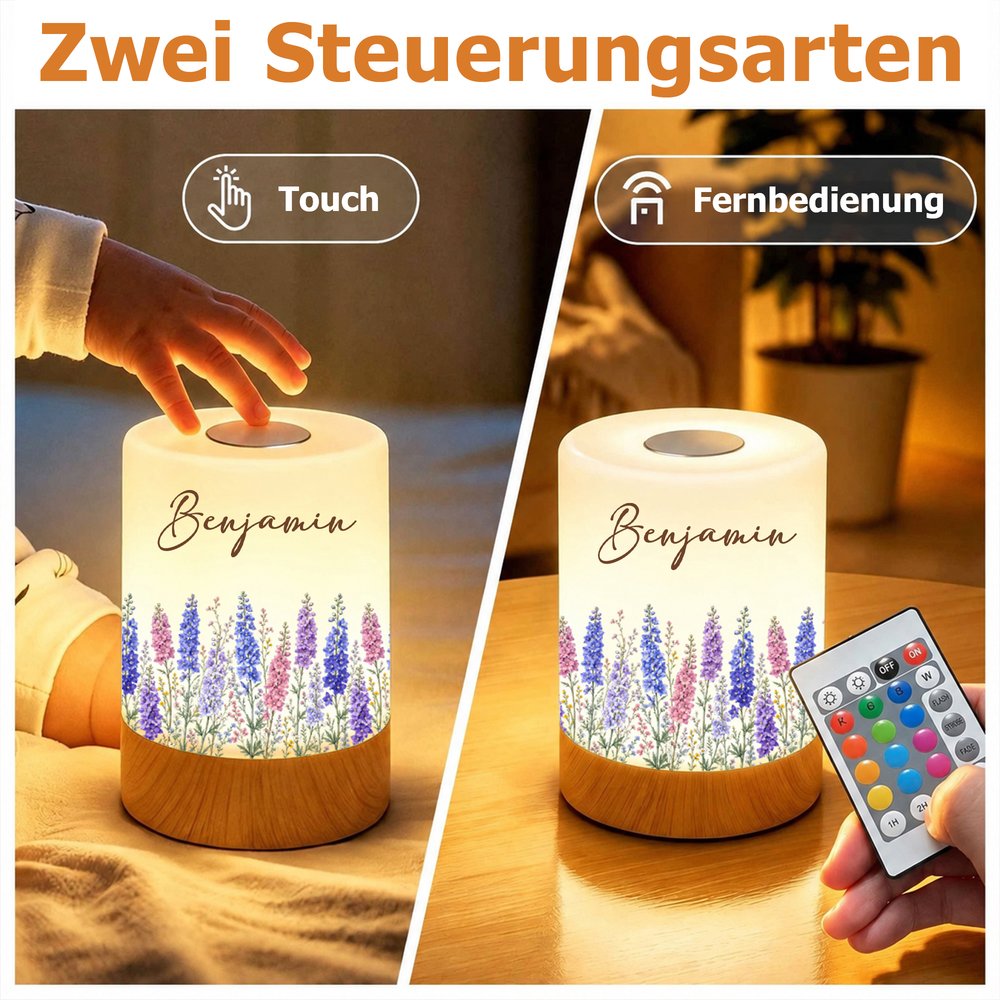 Personalisiertes Geburtsblumen Nachtlicht mit Namen | Kabellos & Dimmbar | Schlafzimmer Deko | Geburtstagsgeschenk für Frauen, Mama & Freundin 4