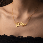 Personalized Witch Hat Magic Broom Gothic Sterling Silver Necklace with Name Halloween Gift for Teen Girls Women