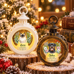 Lanterna a LED personalizzata con foto del proprio animale domestico e fiori, candela senza fiamma, luce notturna, con nome e testo: regalo commemorativo e di cordoglio per la perdita di un animale domestico, dedicato ai proprietari e agli amanti degli animali
