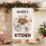 Personalised Watercolor Pet Portrait Kitchen Baking Theme Tea Towel with Name Daily Use Christmas Baking Gift for Pet Lover Chef 2