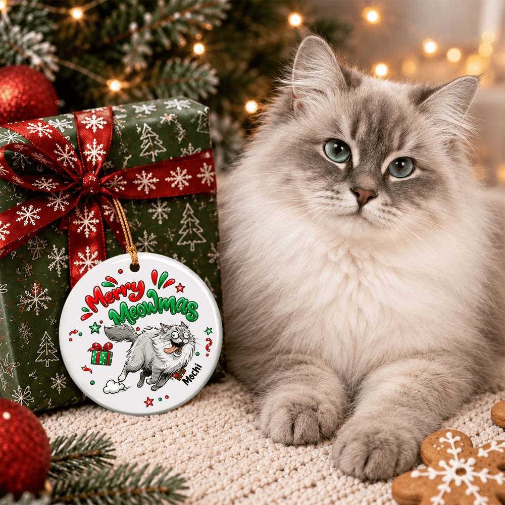 Personalised Merry Woofmas Cartoon Pet Photo Ceramic Ornament with Name Tree Decor Christmas Gift for Pet Owner Lover 4
