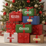 Pegatinas personalizadas de gorros navideños, letras brillantes y copos de nieve con nombre: decoración para regalos, regalo de Navidad para niños y familia