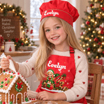 Personalized 3D-Style Art Cartoon Photo Kid Baking Apron Chef Hat Set with Name and Pocket Kitchen Accessory Daily Use Christmas Gift for Children