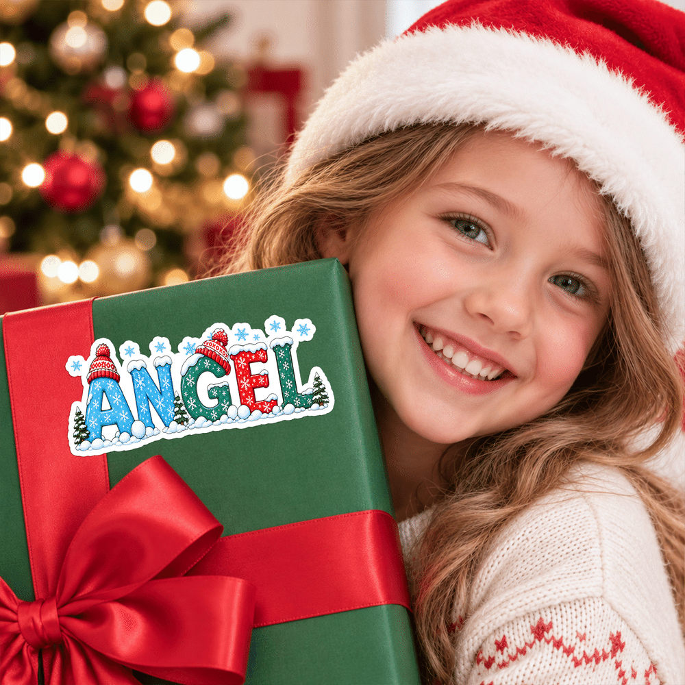 Personalized Snowman Snowflake Self-Adhesive Sticking Sticker Sheets Christmas Labels with Name Party Christmas Gift for Kids 5