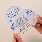 Personalized 3D-Effect Artwork Sea Glass Inspired Beach Heart-Shaped Acrylic Plaque with Text Birthday Friendship Gift for Sisters Friends Bestie