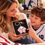 Personalised Cute Ball Dumpling Acrylic Keyring with Name and Number Game Day Christmas Birthday Gift for Sports Lovers