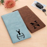 Portatarjetas de cuero sintético con diseño de monograma personalizado para el permiso de circulación y la póliza de seguro; con nombre; ideal para uso diario; regalo de cumpleaños para conductores que acaban de comprar un coche nuevo 1