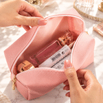 1. Personalized Birth Flower Portrait Photo PU Leather Makeup Bag with Name Daily Use Birthday Gift for Girls Women