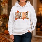 Personalized Pumpkin Pattern Multicolour Soft Sweatshirt Hoodie with Name Birthday Mother's Day Gift for Mom Grandma 7