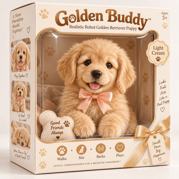 Realistic Robot Golden Retriever Companion Toy, Soft Puppy Soothing Plush, Heartwarming Birthday Gift for Kids /Dog Lovers