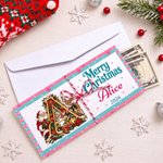 Personalized Christmas Elements Initial Money Holder Card Wallet with Name Year and Envelope Christmas Party Gift for Family Kids