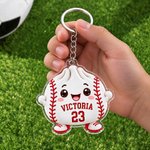 Personalised Cute Ball Dumpling Acrylic Keyring with Name and Number Game Day Christmas Birthday Gift for Sports Lovers