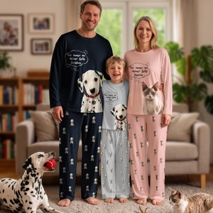 Personalisierter Schlafanzug mit Foto & Stimme Ihres Haustiers | Pyjama-Set | Partnerlook | Geburtstag Geschenk für Familie, Herrchen & Frauchen