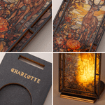 Personalised Wooden Faux Stained Glass Effect Fantasy Book Nook with LED Candle and Text Bookshelf Decor Birthday Christmas Gift for Book Lovers