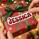 Pegatinas personalizadas de gorros navideños, letras brillantes y copos de nieve con nombre: decoración para regalos, regalo de Navidad para niños y familia