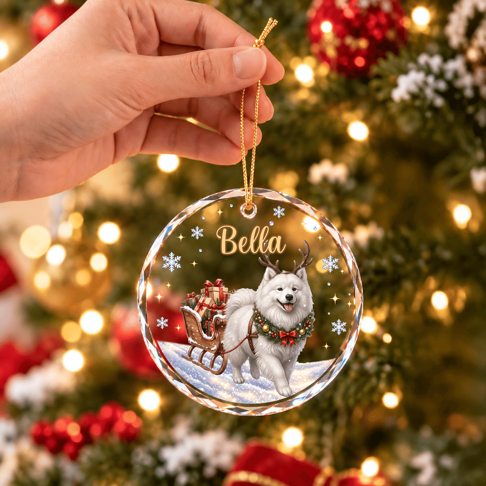 Decorazione natalizia in vetro personalizzata con foto del proprio animale domestico dipinta ad acquerello e nome, decorazione per l'albero di Natale: regalo di Natale e Capodanno per i proprietari di animali domestici e gli amanti degli animali 3