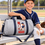 Personalized 3D-Effect Artwork Photo Striped Large Capacity Travel Bag with Name Number and Shoulder Strap Daily Use Birthday Gift for Sports Lovers 4