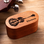Personalised Guitar Pattern Wooden Guitar Pick and Magnetic Storage Case with Engraved Name Music Accessories Birthday Gift for Guitar Player