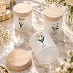 Portavelas personalizado con perlas, la flor del mes de nacimiento, vela LED y nombre: decoración de mesa, regalo de cumpleaños o Navidad para amigos y familiares