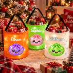 Personalised Multicolour Cute Christmas Glittering Dumpling LED Light Bucket Bag with Name Christmas Party Gift for Kids