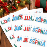 Personalized Snowman Snowflake Self-Adhesive Sticking Sticker Sheets Christmas Labels with Name Party Christmas Gift for Kids 6