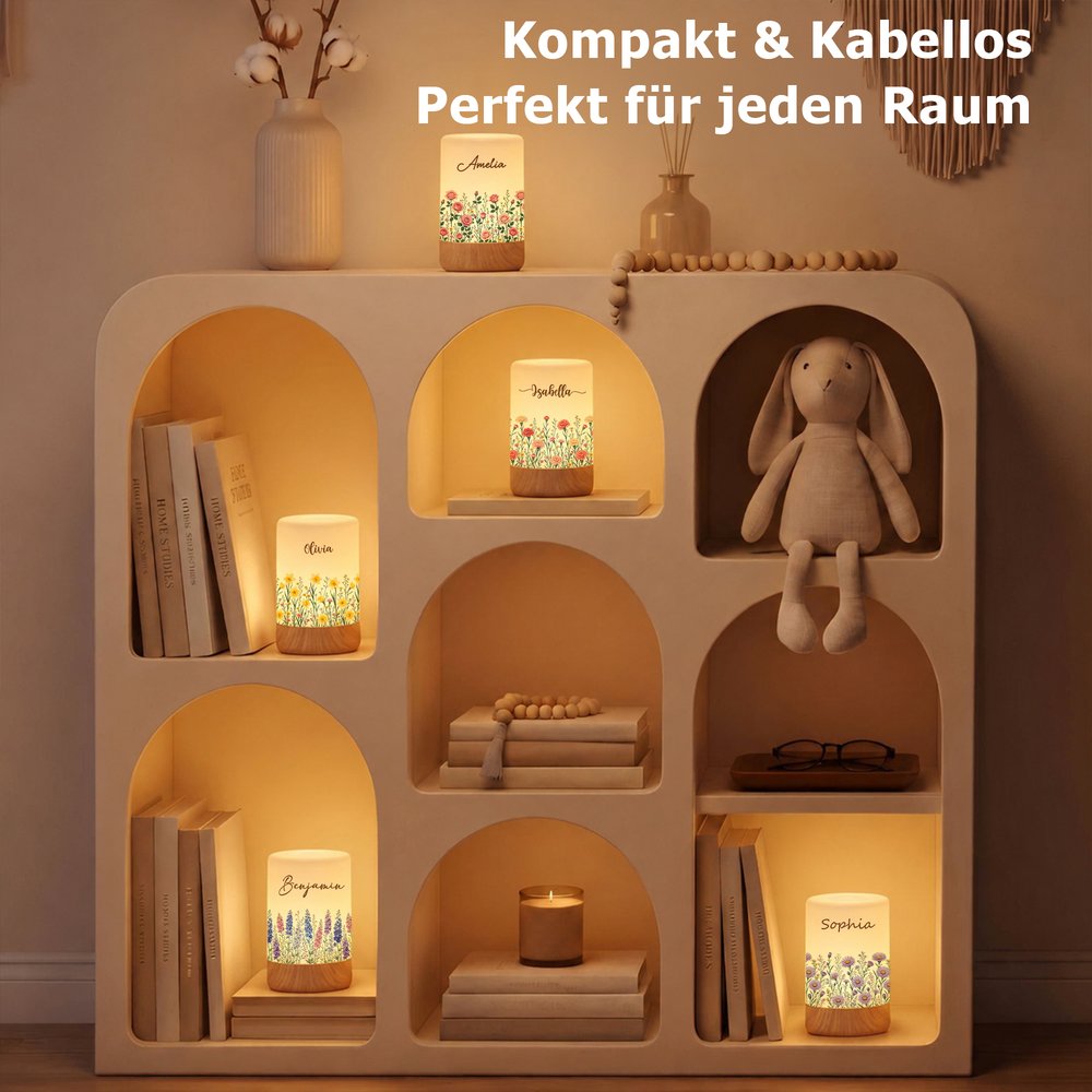 Personalisiertes Geburtsblumen Nachtlicht mit Namen | Kabellos & Dimmbar | Schlafzimmer Deko | Geburtstagsgeschenk für Frauen, Mama & Freundin 5