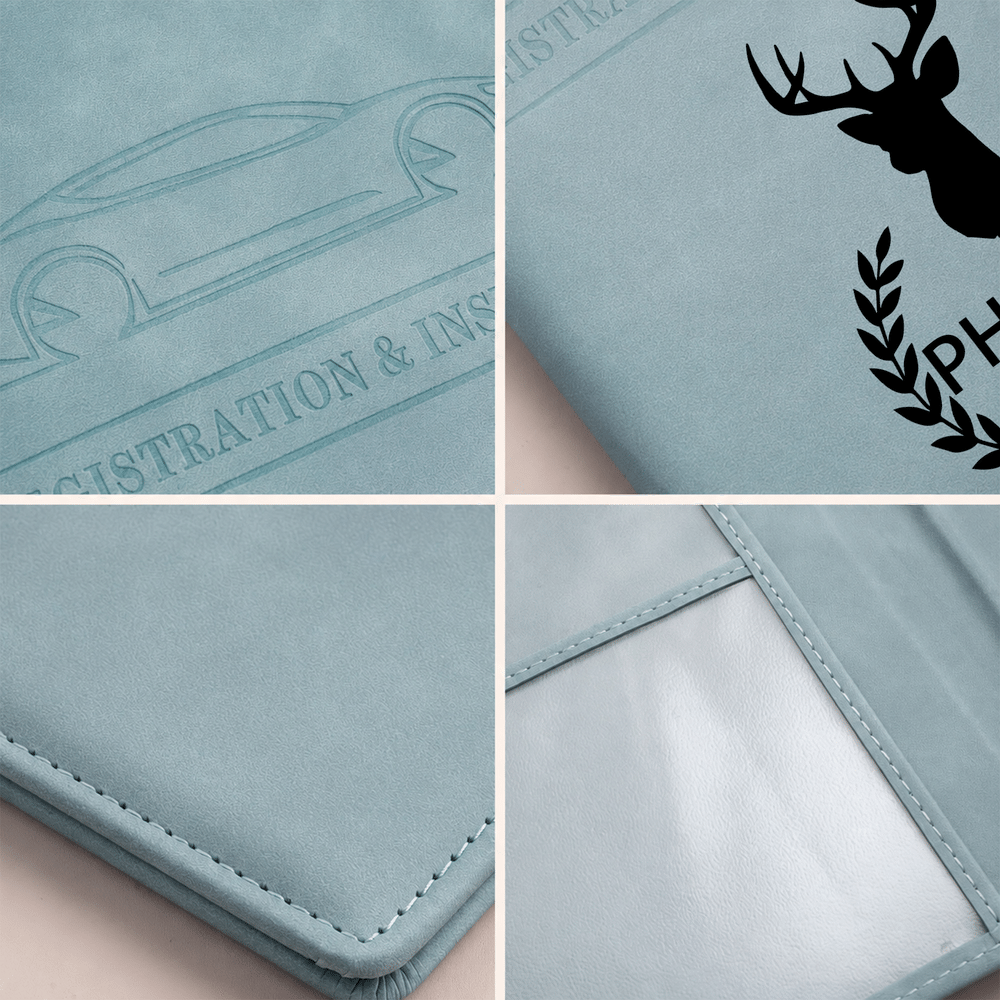 Portatarjetas de cuero sintético con diseño de monograma personalizado para el permiso de circulación y la póliza de seguro; con nombre; ideal para uso diario; regalo de cumpleaños para conductores que acaban de comprar un coche nuevo 6