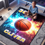 Personalised Sports Pattern Warm Cosy Softs Throw Blanket with Name Bedroom Decor Travel Use Birthday Christmas Gift for Sports Lovers Kids 3