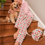 Pantalones de pijama suaves con diseño de bastón de caramelo y gorro de Papá Noel personalizados, con cintura elástica. Regalo ideal para una reunión familiar navideña, para los amantes de las mascotas. 6
