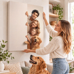 Personalized Stylized 3D Cartoon Art Photo Canvas Prints with Name Home Decor Housewarming Birthday Gift for Family