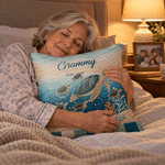 Personalized Mom Sea Turtle and 1-10 Baby Sea Turtles Soft Throw Pillow Cover with Title and Name Room Decor Birthday Gift for Mom Grandma Family