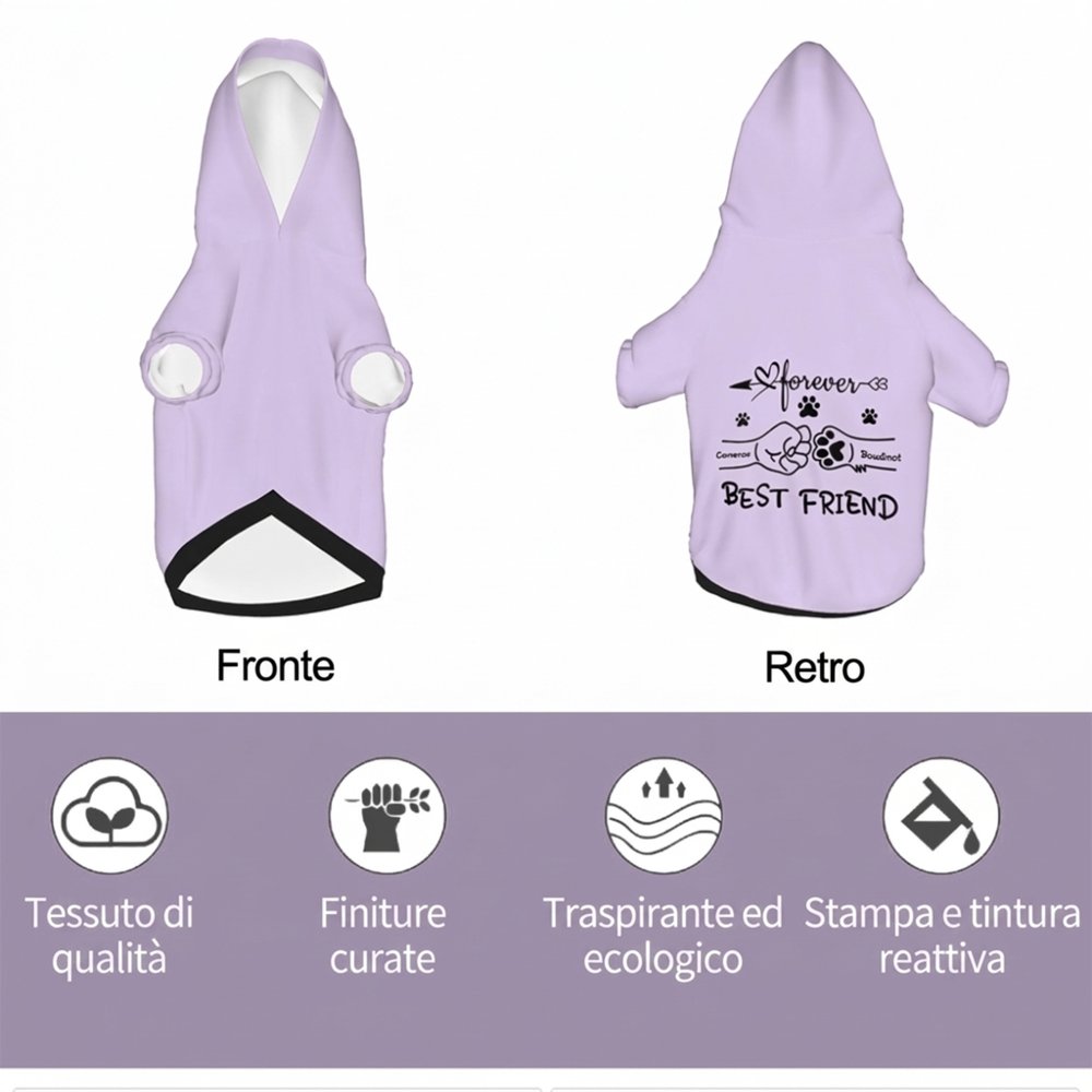 Felpa con cappuccio personalizzata, coordinata con grafica pugno e zampa tra cane e padrone e nomi - Regalo di compleanno per amanti di cani 7