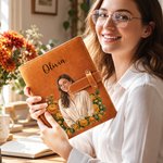 Personalised Muticolor Character Portrait Birth Flower Notebook with Name Birthday Mother's Day Gifts for Readers Women