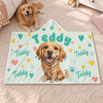 Personalised Comic Style Cartoon Pet Photo Heart Pattern  Hoodie Blanket with Name Home Decor Birthday Christmas Gift for Pet Lover