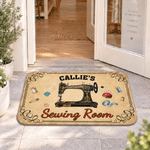 Alfombrilla antideslizante personalizada con motivo de costura y texto: decoración para el hogar, regalo de cumpleaños o de inauguración de casa para familiares y amigos