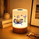 Personalized Reading Character Birth Flower Dimmable Touch Control LED Night Light with Name and Remote Bedroom Decor Birthday Gift for Book Lover