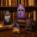 Personalised Wooden Faux Stained Glass Effect Fantasy Book Nook with LED Candle and Text Bookshelf Decor Birthday Christmas Gift for Book Lovers