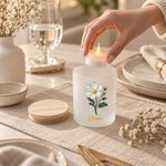 Portavelas personalizado con perlas, la flor del mes de nacimiento, vela LED y nombre: decoración de mesa, regalo de cumpleaños o Navidad para amigos y familiares