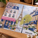 Tapis de mah-jong antidérapant en caoutchouc personnalisé, orné d'une fleur et de la Tour Eiffel à Paris, avec prénom : cadeau idéal pour les soirées de jeu des amateurs et joueurs de mah-jong