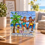 Gepersonaliseerde vierkante acrylplaquette met de tekst ‘We Will Be Friends’ en namen – tafeldecoratie, housewarming- en kerstcadeau voor beste vriendinnen 4
