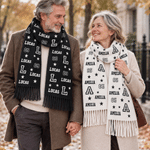 Personalized Star Paw Print Word Cloud Warm Soft Tassel Scarf with Initial and Name Daily Wear Anniversary Gift for Family Friends