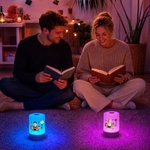 Personalized Reading Character Birth Flower Dimmable Touch Control LED Night Light with Name and Remote Bedroom Decor Birthday Gift for Book Lover