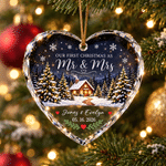 Personalised Our First Christmas Glass Acrylic Ornament with Text and Date Home Decor Christmas Gift for Family Couple Newlywed