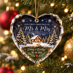Personalized Our First Christmas Glass Acrylic Ornament with Text and Date Home Decor Christmas Gift for Family Couple Newlywed